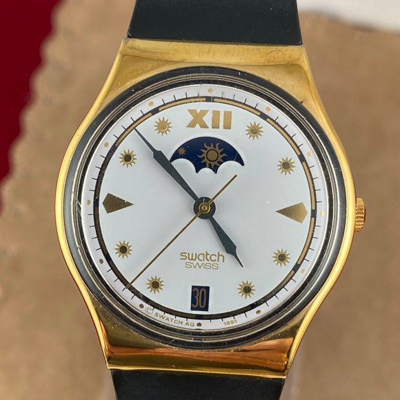Vintage Swatch Moonphase Gold Watch - Picture 1 of 8